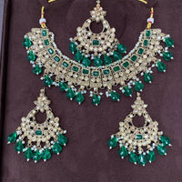 Amoliya Jewels Elegant Gold Plated Crystal And Beads Necklace Set