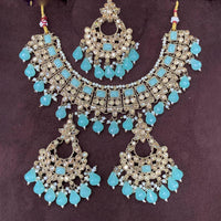 Amoliya Jewels Elegant Gold Plated Crystal And Beads Necklace Set