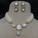 Amoliya Jewels 2 Tone Plated Polki Kundan Necklace Set