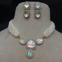 Amoliya Jewels 2 Tone Plated Polki Kundan Necklace Set