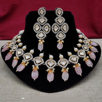 Amoliya Jewels 2 Tone Plated Polki Kundan Necklace Set