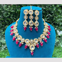 Amoliya Jewels Gold Plated Kundan And Beads Necklace Set