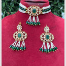 Amoliya Jewels Traditional Gold-Plated Polki Kundan And Beads Choker Necklace Set