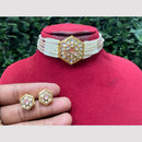 Amoliya Jewels Traditional Gold-Plated Polki Kundan And Beads Choker Necklace Set