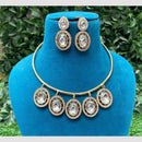 Amoliya Jewels Gold Plated Kundan And Beads Necklace Set