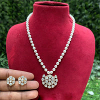 Amoliya Jewels Traditional Gold-Plated Polki Kundan And Beads Necklace Set