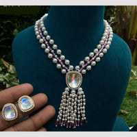 Amoliya Jewels Gold Plated Kundan And Beads Necklace Set