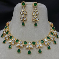 Amoliya Jewels Gold Plated Polki Kundan Necklace Set