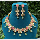 Amoliya Jewels Gold Plated Polki Kundan Necklace Set