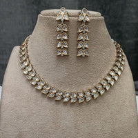 Amoliya Jewels Gold Plated Polki Kundan Necklace Set