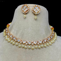 Amoliya Jewels Traditional Gold-Plated Polki Kundan And Beads Necklace Set