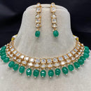 Amoliya Jewels Traditional Gold-Plated Polki Kundan And Beads Necklace Set