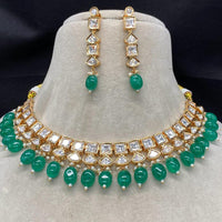 Amoliya Jewels Traditional Gold-Plated Polki Kundan And Beads Necklace Set