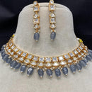 Amoliya Jewels Traditional Gold-Plated Polki Kundan And Beads Necklace Set