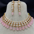 Amoliya Jewels Traditional Gold-Plated Polki Kundan And Beads Necklace Set