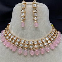 Amoliya Jewels Traditional Gold-Plated Polki Kundan And Beads Necklace Set