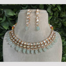 Amoliya Jewels Traditional Gold-Plated Polki Kundan And Beads Necklace Set