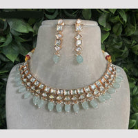 Amoliya Jewels Traditional Gold-Plated Polki Kundan And Beads Necklace Set
