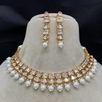 Amoliya Jewels Traditional Gold-Plated Polki Kundan And Beads Necklace Set