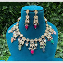 Amoliya Jewels Traditional Gold-Plated Polki Kundan And Beads Necklace Set
