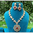 Amoliya Jewels Gold Plated Polki Kundan Necklace Set