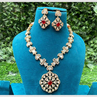 Amoliya Jewels Gold Plated Polki Kundan Necklace Set