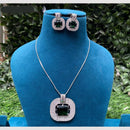 Amoliya Jewels Silver Plated American Diamond Necklace Set