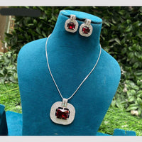 Amoliya Jewels Silver Plated American Diamond Necklace Set