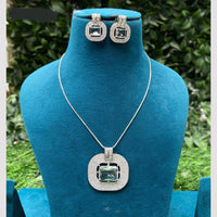 Amoliya Jewels Silver Plated American Diamond Necklace Set