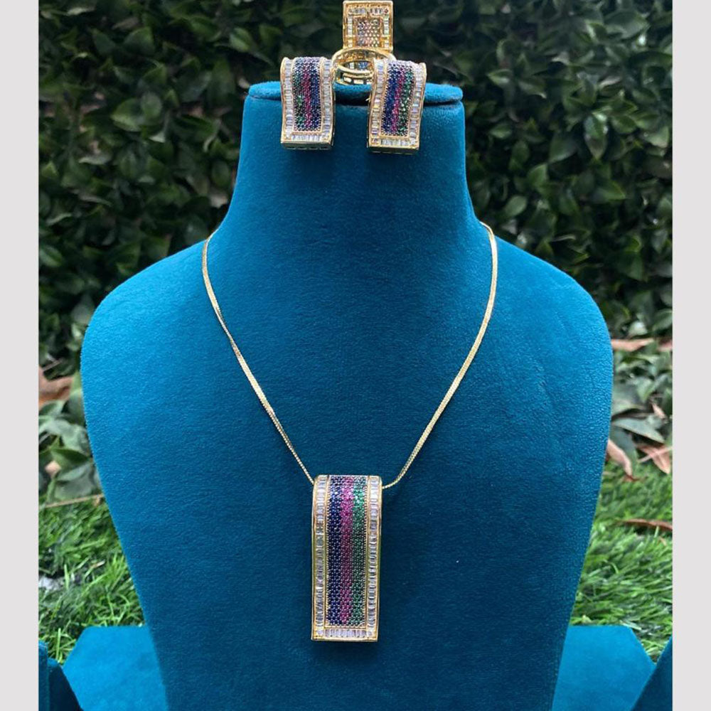 Amoliya Jewels Silver Plated American Diamond Necklace Set