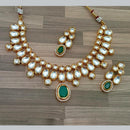 Amoliya Jewels Elegant Gold Plated Kundan Stone And Beads Necklace Set