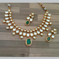 Amoliya Jewels Elegant Gold Plated Kundan Stone And Beads Necklace Set