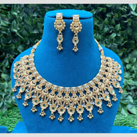 Amoliya Jewels Elegant Gold Plated Kundan Stone And Beads Necklace Set