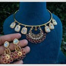 Amoliya Jewels Elegant Gold Plated Kundan Stone And Beads Necklace Set