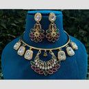 Amoliya Jewels Elegant Gold Plated Kundan Stone And Beads Necklace Set