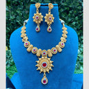 Amoliya Jewels Elegant Gold Plated Pota Stone And Beads Necklace Set