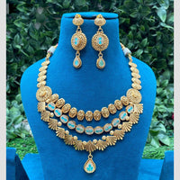 Amoliya Jewels Elegant Gold Plated Pota Stone And Beads Necklace Set
