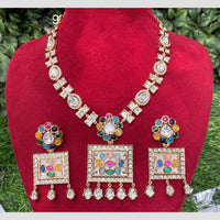 Amoliya Jewels Gold Plated Polki Kundan Necklace Set