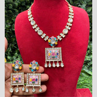 Amoliya Jewels Gold Plated Polki Kundan Necklace Set