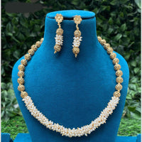 Amoliya Jewels Elegant Gold Plated Pearl And Beads Necklace Set