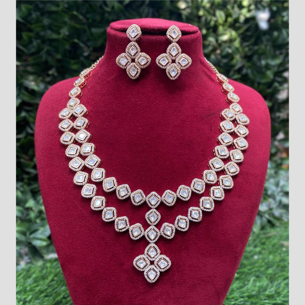 Amoliya Jewels Gold Plated Polki Kundan Necklace Set