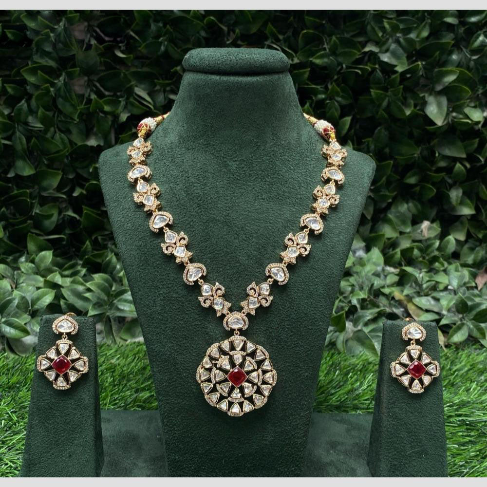 Amoliya Jewels Gold Plated Polki Kundan And Beads Necklace Set