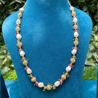 Amoliya Jewels Gold Plated Pearl And Beads Long Necklace Set
