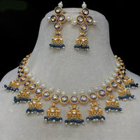 Amoliya Jewels Gold Plated Austrain Stone And Pearls Necklace Set