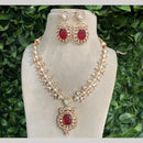 Amoliya Jewels Gold Plated Kundan And Austrain Stone Necklace Set