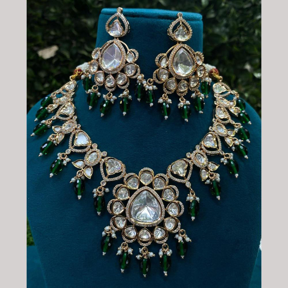 Amoliya Jewels Gold Plated Polki Kundan And Beads Necklace Set