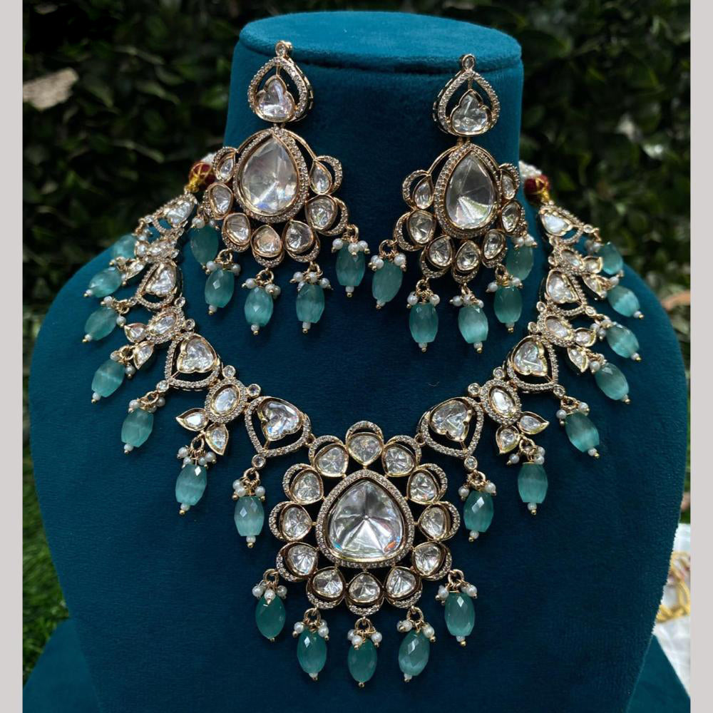 Amoliya Jewels Gold Plated Polki Kundan And Beads Necklace Set