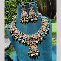 Amoliya Jewels Gold Plated Polki Kundan And Beads Necklace Set