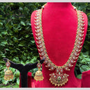 Amoliya Jewels Gold Plated Pota Stone And Pearl  Long Necklace Set 