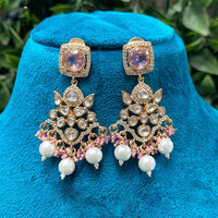 Amoliya Jewels Gold Plated Polki Kundan Dangler Earrings